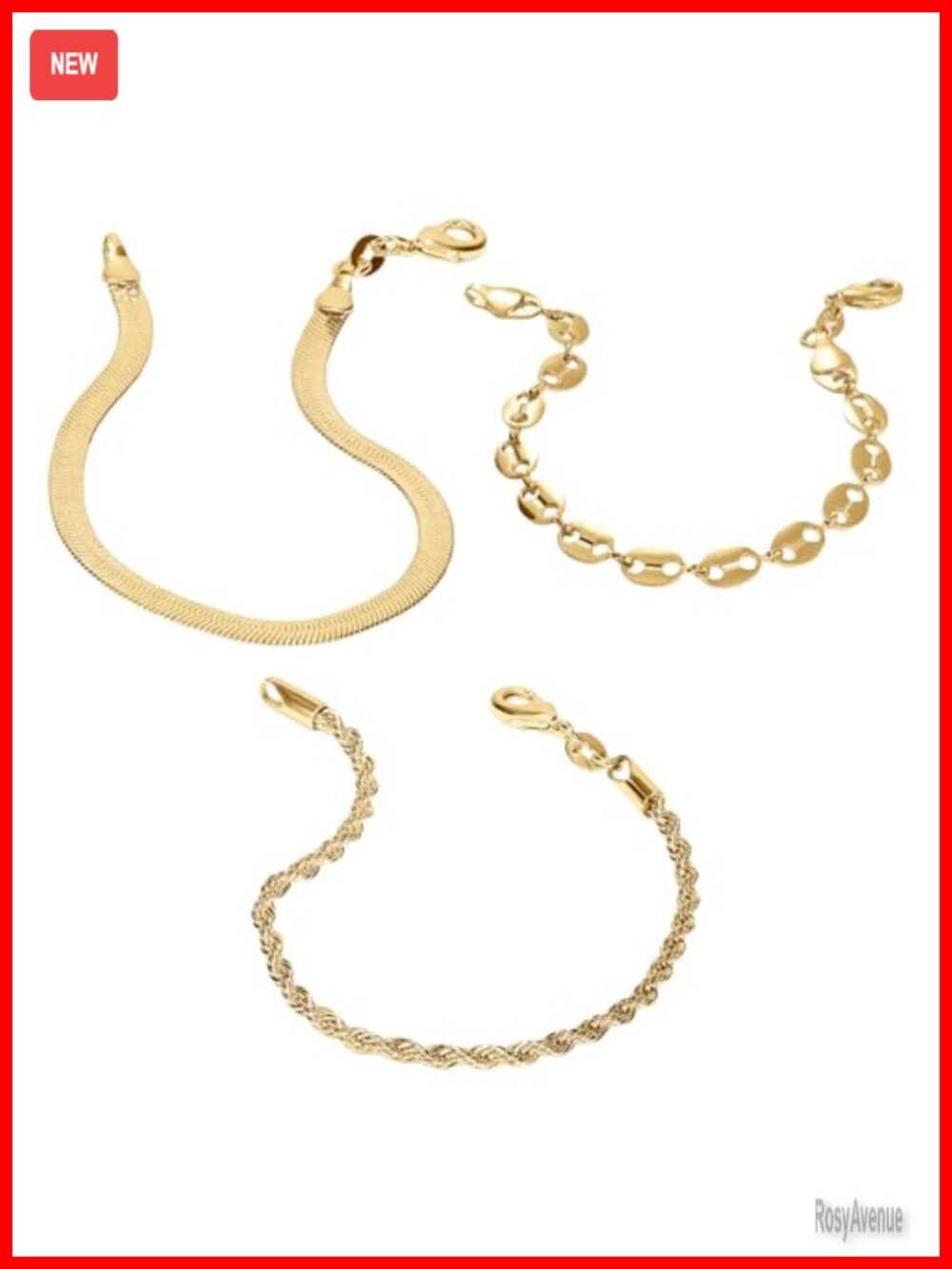 Waterproof Statement Bracelet Set Link Charm Stackable Women